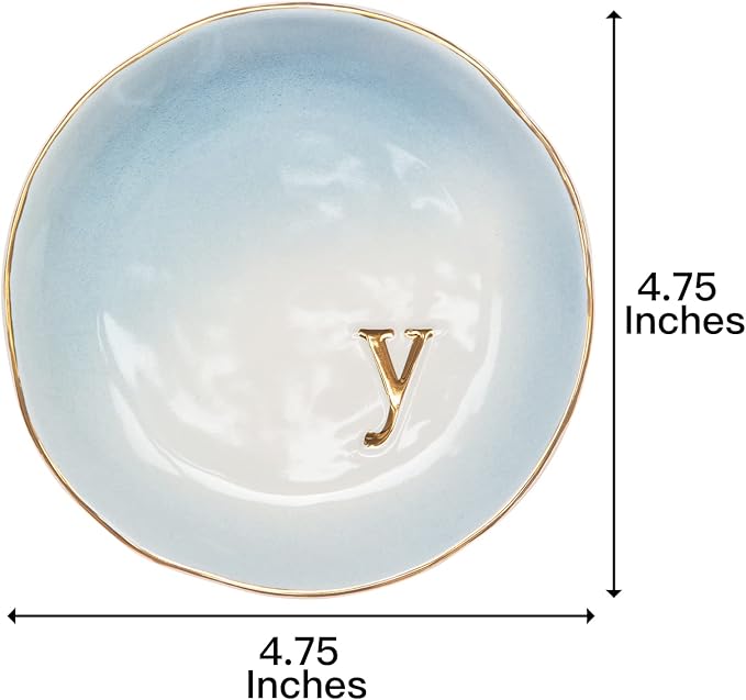 COLLECTIVE HOME - Ceramic Jewelry Tray, Decorative Trinket Dish for Rings Earrings Necklaces Bracelet Watch Keys, Birthday Mother's Day Christmas Gift for Women, 4.75", Colored Surface (Y)