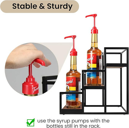 THYGIFTREE Coffee Syrup Rack Organizer 3-Tier 12 Syrup Bottles Holder Stand for Coffee Bar Station Storage Shelves for Syrup, Wine, Dressing for Kitchen