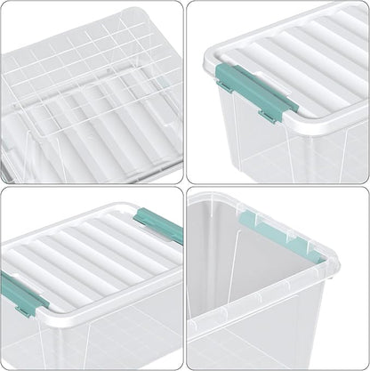 Guankan 20 Quart Clear Storage Box, Set of 6 Plastic Latching Bins with Lids