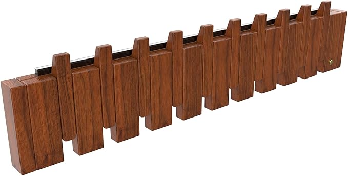 Wall Mounted Coat RackHooks Piano Key Hangers Natural Solid Wood Hanger Non-Woven Fabric Clothes Hangers for Closet, Kitchen, Bedroom, Bathroom, Entryway (Led Walnut, 10 Hooks)