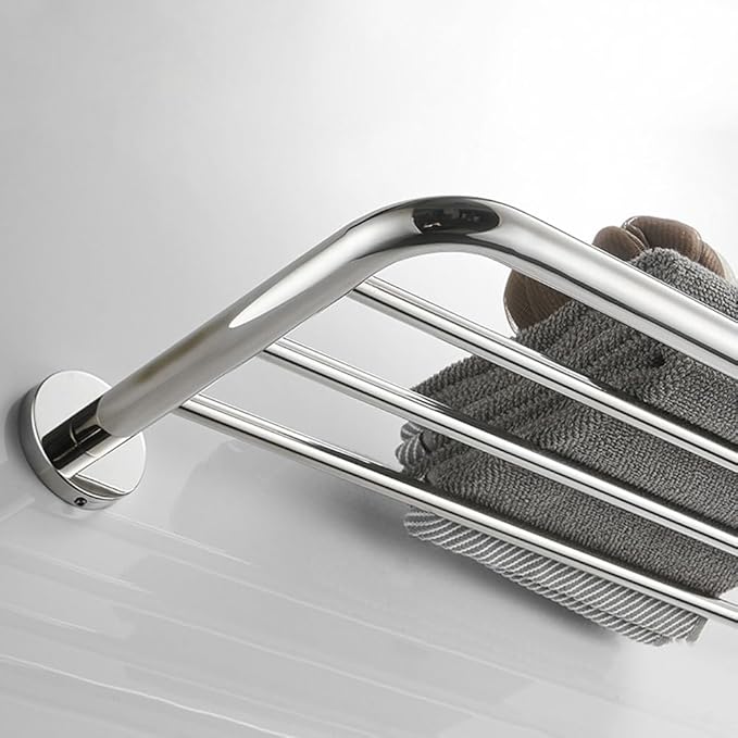 Hotel Towel Racks for Bathroom Wall Mounted, 24 Inch Towel Shelf for Bathroom, 2-Tier Bathroom Towel Rack, Polished Chrome