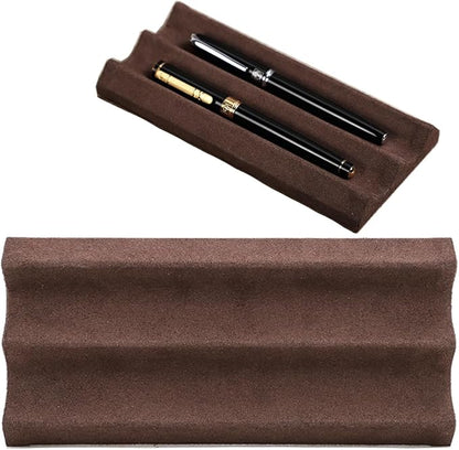 EURYNOME Genuine Leather Pen Display Case, Pen Display Stand, 2 Pen Holder Pen Holder For Desk