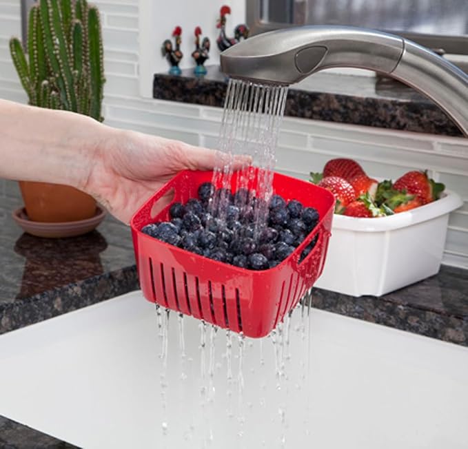 Hutzler 3-in-1 Berry Keeper Colander and Container, Keeps Berries Fresh Longer, 2 Pints, Turquoise