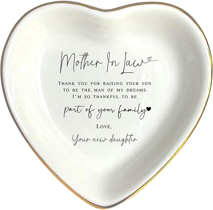 HatafaFurni Mother In Law Gift, Heart Ring Dish, Jewelry Dish, Mothers Day Gifts, Mother of the Groom Gift, Mother Appreciation, Gift For Second Mom, Mother In Law Present, Future Mom