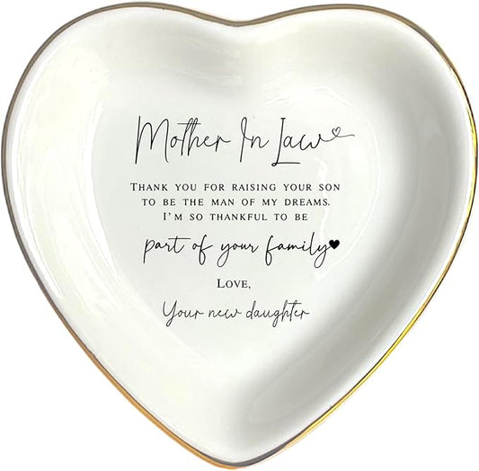 HatafaFurni Mother In Law Gift, Heart Ring Dish, Jewelry Dish, Mothers Day Gifts, Mother of the Groom Gift, Mother Appreciation, Gift For Second Mom, Mother In Law Present, Future Mom