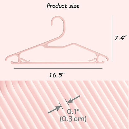 Plastic Blouse Hangers for Women, Short Neck Hangers for Closet, Z-Shape Shirt Hanger 16.5", Cute Clothes Hanger for Adults Suit, Hoody, Coat, Jacket, Dress, Percha Pink 20pcs
