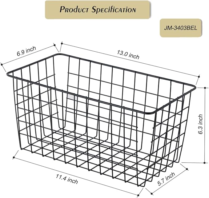 3 Pack【Extra Large】Hanging Kitchen Basket,Wire Storage Basket,with Traceless Tape and High-Strength Nylon Hooks,no Drilling,for Cabinet Storage,Kitchen,Bathroom,Storage Room,large capacity