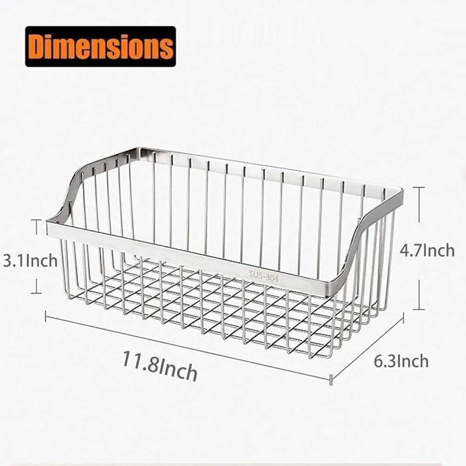 Wire Baskets, SUS304 Stainless Steel Storage Baskets, Durable Baskets for Storage Wall Mount, Hanging Wire Baskets Wall Mount Baskets for Kitchen, Bathroom, Closets - 4 Set