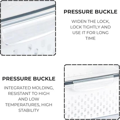 VegiTechs 4 PCS Fruit Containers for Fridge, Leakproof fruit storage containers for fridge with Removable Colander