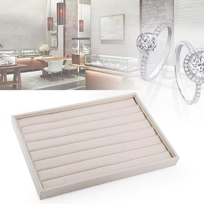 Oirlv Linen 7 Lines Ring Storage Tray Rings Showcase Display Organizer Plate