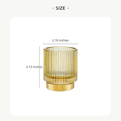 LEICURACE Makeup Brush Organizer, Toothbrush Holder, Desk Pen Pencil Holder, Multifunctional Vintage Glass Brush Cup (S/Gold/A3-12-US)