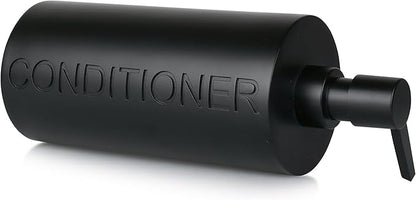 Indecor Home Matte Black Conditioner Dispenser Luxurious Refillable Pump Bottle with Black Resin Pump and Embossed Text, Durable Design for Bathroom and Shower