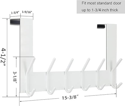 WEBI Over The Door Hook White,Over The Door Towel Rack,Door Hanger,Door Coat Towel Hanger,Door Coat Rack for Hanging Clothes,Jacket,Back of Bathroom,2 Packs