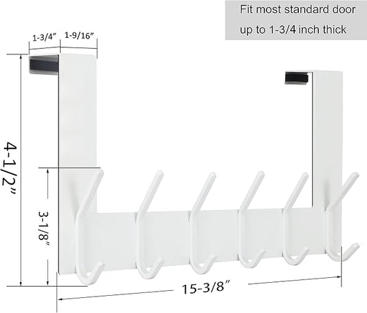WEBI Over The Door Hook White,Over The Door Towel Rack,Door Hanger,Door Coat Towel Hanger,Door Coat Rack for Hanging Clothes,Jacket,Back of Bathroom,2 Packs