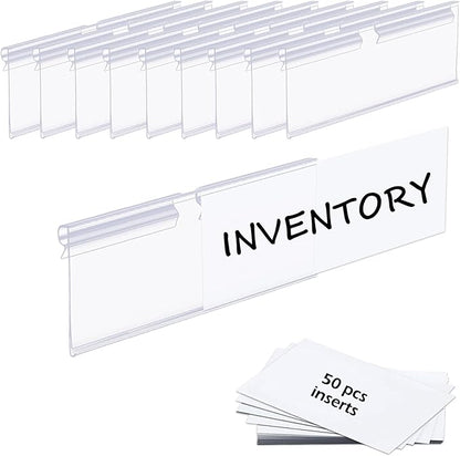 50PCS Basket Bin Labels Clip On,Clear Plastic Wire Shelf Price Tags,Labels for Storage Bins,Merchandise Sign Display Holder,50PCS Paper Inserts Included(Size:3.54x1.57inch/9x4cm)