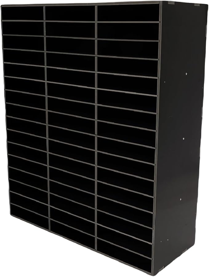 Mailbox for Classroom, 48 Compartments Paper Organizer Storage, 16 Layer Mail Organizer for Home School Office (Black, 48 Slots)