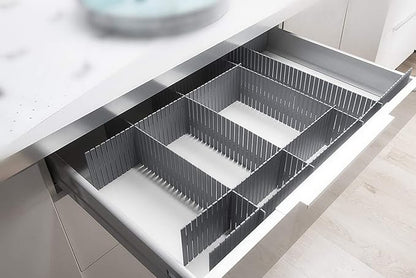 Onerbuy 8pcs Adjustable Grid Drawer Dividers DIY Plastic Closet Separator Tidy Organizer Container for Underwear Socks Belt Office Supplies(Grey)