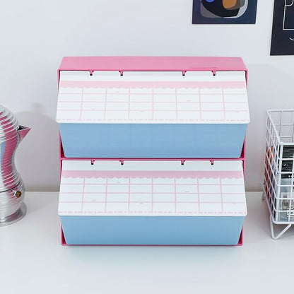 Coffee Pod Organizer with Lid, Vintage Creamer Holder for Coffee Bar, Kitchen and Countertop, Plastic Storage Box for K Cups, Tea Bags, Sugar Packets, Drinking Accessories (Rose Pink)