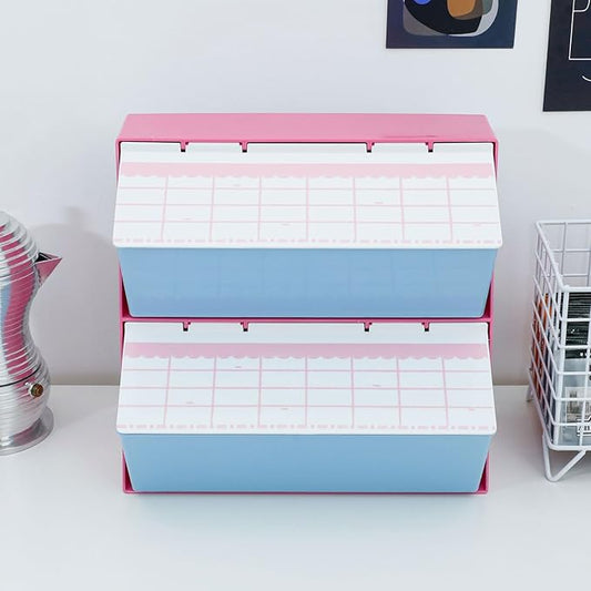 Coffee Pod Organizer with Lid, Vintage Creamer Holder for Coffee Bar, Kitchen and Countertop, Plastic Storage Box for K Cups, Tea Bags, Sugar Packets, Drinking Accessories (Rose Pink)