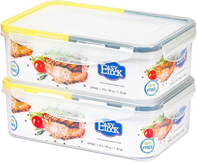 KIGI 2 PACK 38.9Oz Reusable Meal Prep Containers with Lids, Airtight Food Storage Containers Set, Leak-proof To Go boxes for Food, Microwave & Freezer & Dishwasher Safe (Yellow-grey)