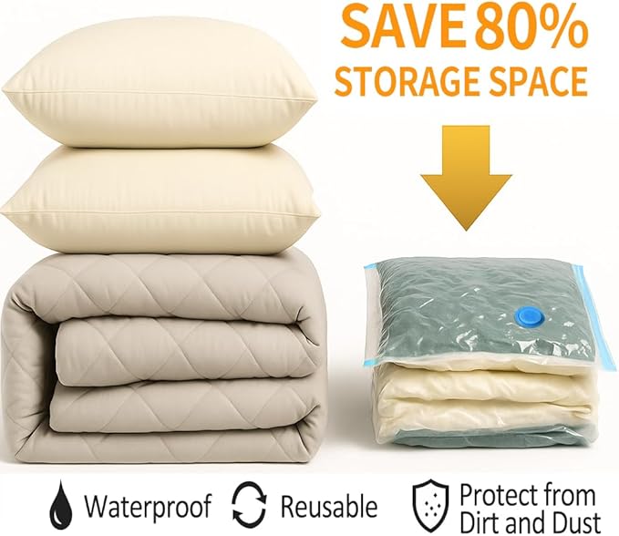 LICOZYVE Vacuum Storage Bags for Travel and Home,8 Pack Vacuum Seal Bags for Clothing,(with Electric Pump and Hand Pump,Jumbo 80 * 100)