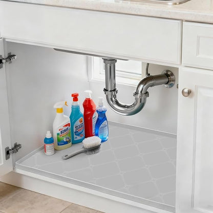 Under Sink Mat, 22" x 19" Inch Leak-Proof Silicone Sink Mat, Non-Slip Cabinet Liner & Counter Protector for Kitchen Bathroom, Waterproof Heat Resistant Easy to Clean.