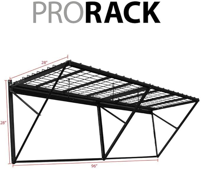 Proslat 60008 ProRack Heavy Duty Wall Mount Metal Storage Shelf with 8' Section, Charcoal Granite, 8-ft