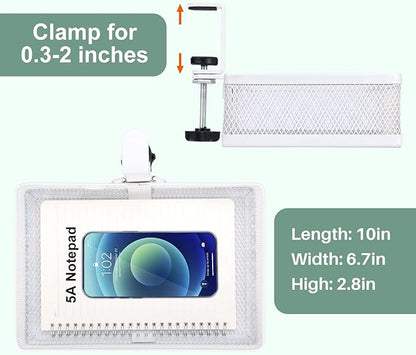 ROSYLINE Clamp On Desk Organizer - Under Desk Hanging Drawer with Storage Basket, Multi-Scene Mount Tray for Home Dorm Office (White)