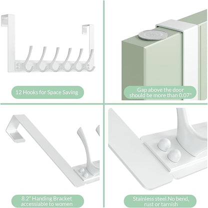 WLCSNG Over The Door Hooks with 6 Hooks for Hanging-Space-Saving,Over The Door Hanger,Over The Door Towel Rack,Towel Hanger for Bathroom,Guaranteed Quality & Compressed Packaging. (1, White)