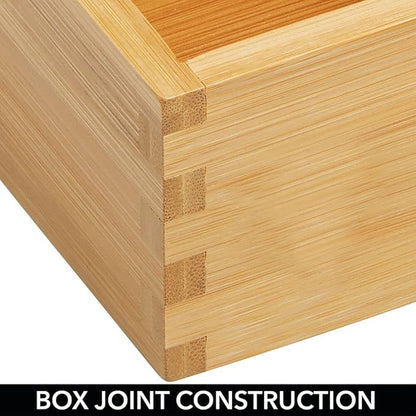 mDesign Bamboo Storage Bin Container, Drawer Organizer Crate Boxes for Kitchen Pantry Cabinet, Shelf, Island or Countertop, Holds Snacks, Spices, or Drinks, Echo Collection, 4 Pack, Natural/Tan