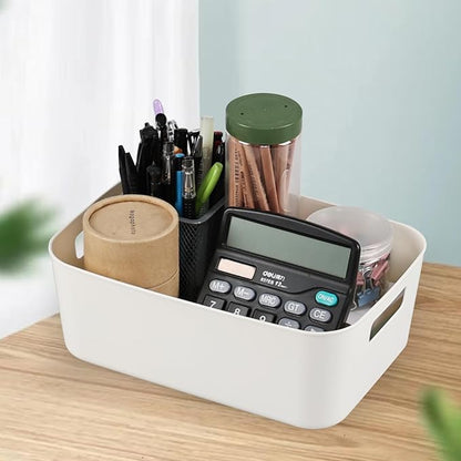 6 Packs Plastic Storage Basket Bins, Organizer Containers for Kitchen, Closet, Pantry, Fridge, White