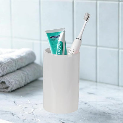 AHUDKKY White Toothbrush and Toothpaste Holder,Ceramic Electric Toothbrush Holders,Toothbrush Cup, Bathroom Tooth Brush Holders(300ml)