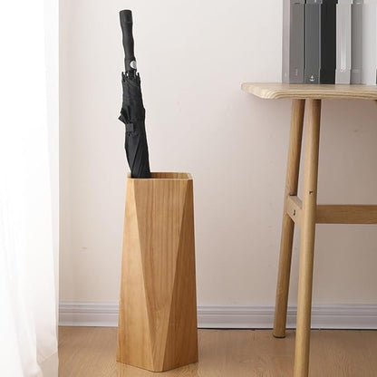 Wooden Umbrella Holder for Indoor Entryway,tall Large Capacity Umbrella Storage stand With drain tray,For Hotel,Offices,home,Commercial(Wood)