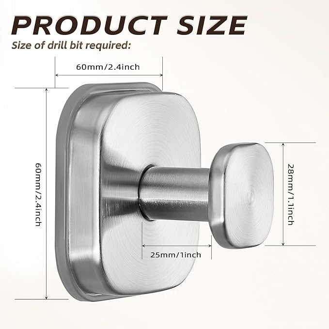 Supopular Heavy Duty Reusable Suction Cup Hooks for Kitchen/Bathroom/Shower - Wet-Proof Hooks for Towels, Robes, Loofah&Wreaths/No Drill Mounting on Glass, Tile, Metal (2, Brushed Nickel)