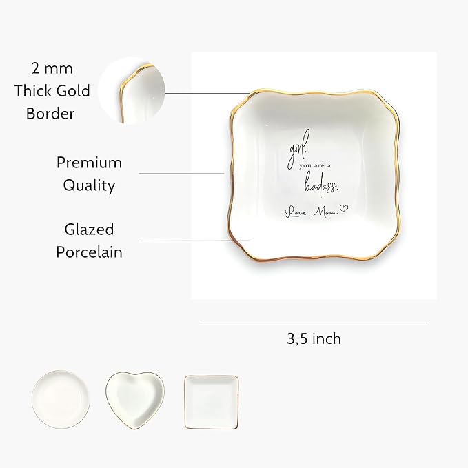 HatafaFurni Daughter Gift From Mom, Ring Dish For Girl Daughter, White Ceramic Jewelry Dish, Personalized Trinket Tray, Mother And Daughter, Wedding Gift, Graduation Birthday Gift