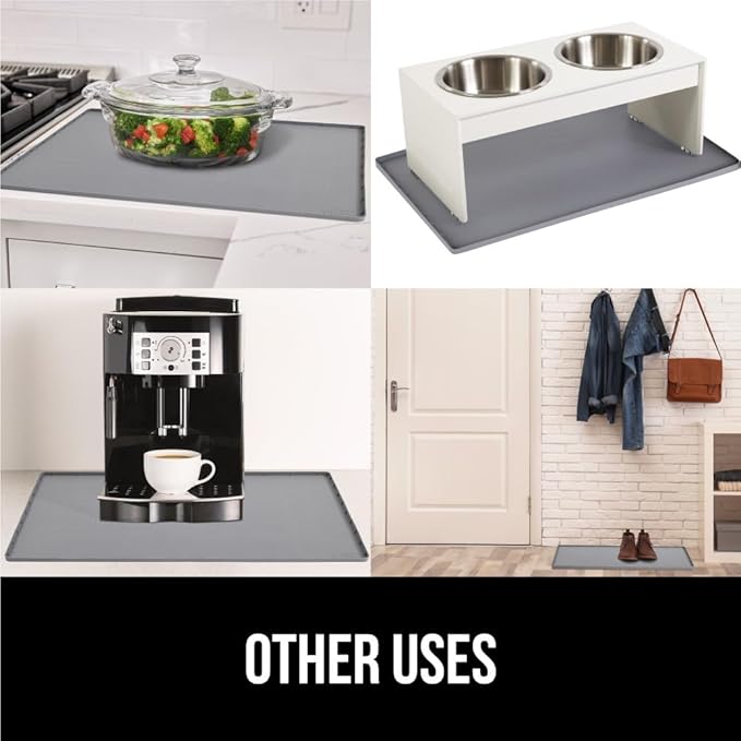 GORILLA GRIP Waterproof Silicone Under Sink Mat with Raised Lip for Kitchen and Bathroom, 46 x 22 in, Cabinet Shelf Liner Stay in Place Mats Dishwasher Safe Drawer Liner, Organizer Tray, Gray