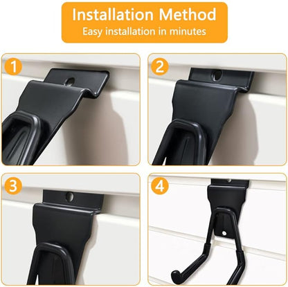 Slatwall Hooks Heavy Duty Slatwall Accessories Small J Hooks Garage Slat Wall Hooks and Hangers, Black(10 Pack)