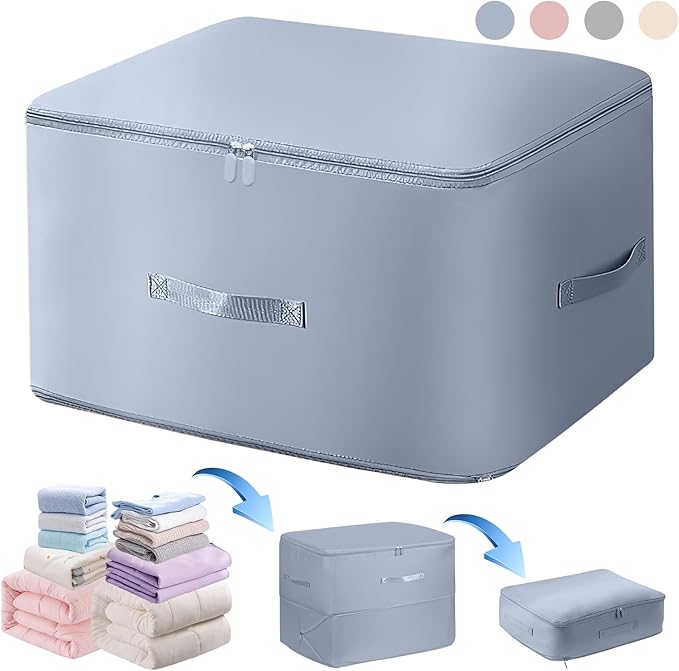 Ultra Space Saving Self Compression Organizer,Storage Bags,Heavy Duty Moving Bags,Storage Tote for Space Saving, Self Compression Moving Organizer Bags for Comforters,Clothes (Blue, XL (54*42*60CM)