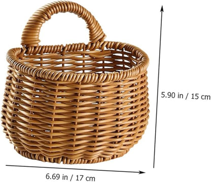 Woven Hanging Storage Basket for Kitchen Decorative Wall Organizer for Garlic Ginger and Eggs Space-saving Design Light for Use