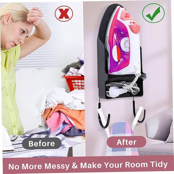 Wall-Mounted Ironing Board Hanger, Heat Resistant Iron Holder for Household & Bathroom