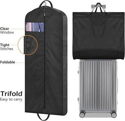 MISSLO 54" Garment Bags for Travel for Women Waterproof Dress Bags for Gowns Long Dress Cover for Gowns, Coats, Suits, Black, 3 Packs