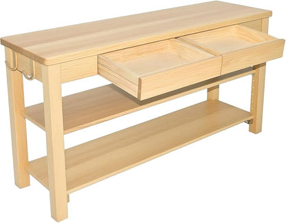 Wood Shoe Bench Entryway with Drawer: 3-Tiers Wooden Storage Shoe Rack with Bench Seat, Compact Mid-Century Modern Design for Entryway, Hallway,Closet,Front Door Entrance,Foyer Natural 39.3"