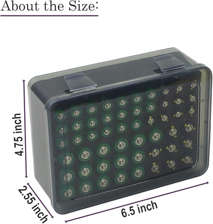 Battery Organizer, Portable Battery Box with Buffer Sponge, Heavy-Duty Plastic Battery Organizer Storage Case for 54 Batteries AA AAA,(Batteries are Not Included)