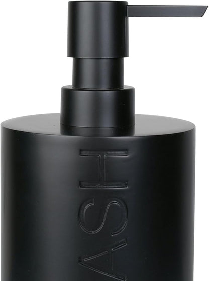 Indecor Home Matte Black Body Wash Dispenser Luxurious Refillable Pump Bottle with Embossed Text, Durable Construction for Bathroom and Shower