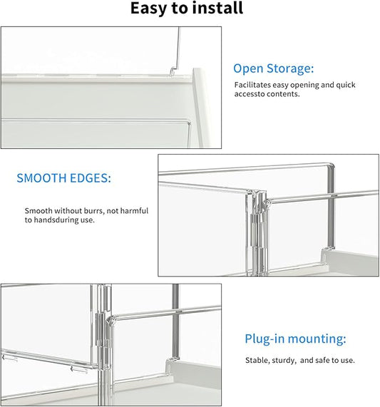 3 Pack Stackable Closet Organizers and Storage Shelves - Transparent Sweater Organizer for Closet, Bathroom, Kitchen, Cupboard, Laundry Room, and Office