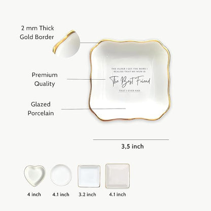 HatafaFurni Ring Dish Holder for Mum Gifts | Present For Mom | Mother's Day Gift | Thank You Mom Gift | Jewelry Dish Gift For Mum - I Realise That My Mum is The Best Friend - Ceramic Trinket Tray