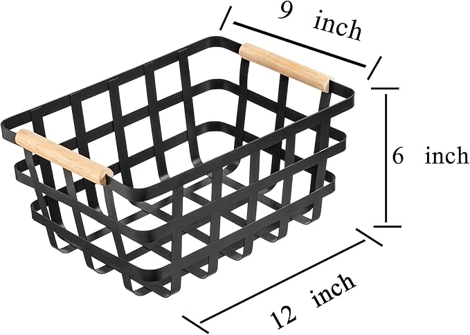 Large Wire Metal Baskets Storage Organizer Farmhouse Baskets Bin for Pantry Cabinets Rustic Kitchen Counter Closet,4 Pack