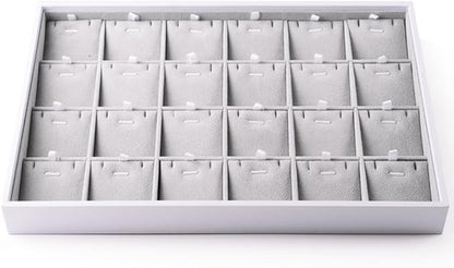 Oirlv Velvet Stackable Jewelry Trays Pendant Display Organizer Storage Tray (24 Grids Pendant)