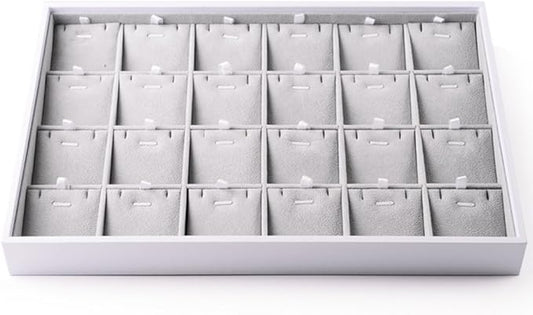 Oirlv Velvet Stackable Jewelry Trays Pendant Display Organizer Storage Tray (24 Grids Pendant)