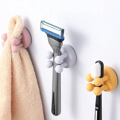 Defrko Silicone Toothbrush Holders - 4 Pcs Razor Hooks Adhesive Wall Mounted for Hanging Towel Key Plug Cable, Utility Decor Stick to Dorm Room Essentials Function for Kitchen Bathroom Home Office